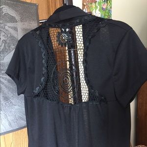 Black lace short sleeve cardigan L/xl